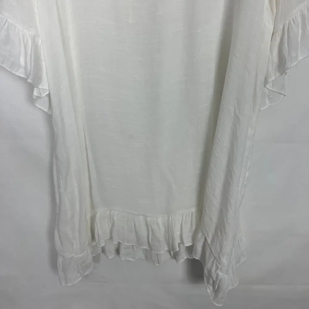 Ekouger Pullover Gauzy White Tunic Dress/Bikini Cover Up Size Medium - Picture 4 of 11